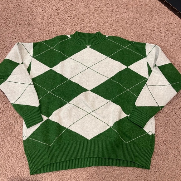 Women's SHEIN vintage vibes Argyle Pattern pullover crewneck sweater - Picture 6 of 12